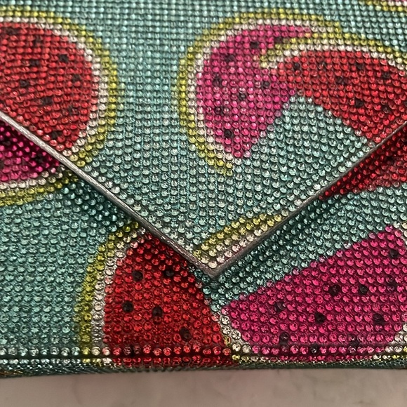 NINA WATERMELON PRINT CRYSTAL CLUTCH WITH DETACHABLE STRAP - Picture 2 of 9